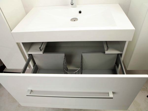 Тумба под раковину Акватон Мадрид 80 М 1 ящик 1A126801MA010 белая глянцевая