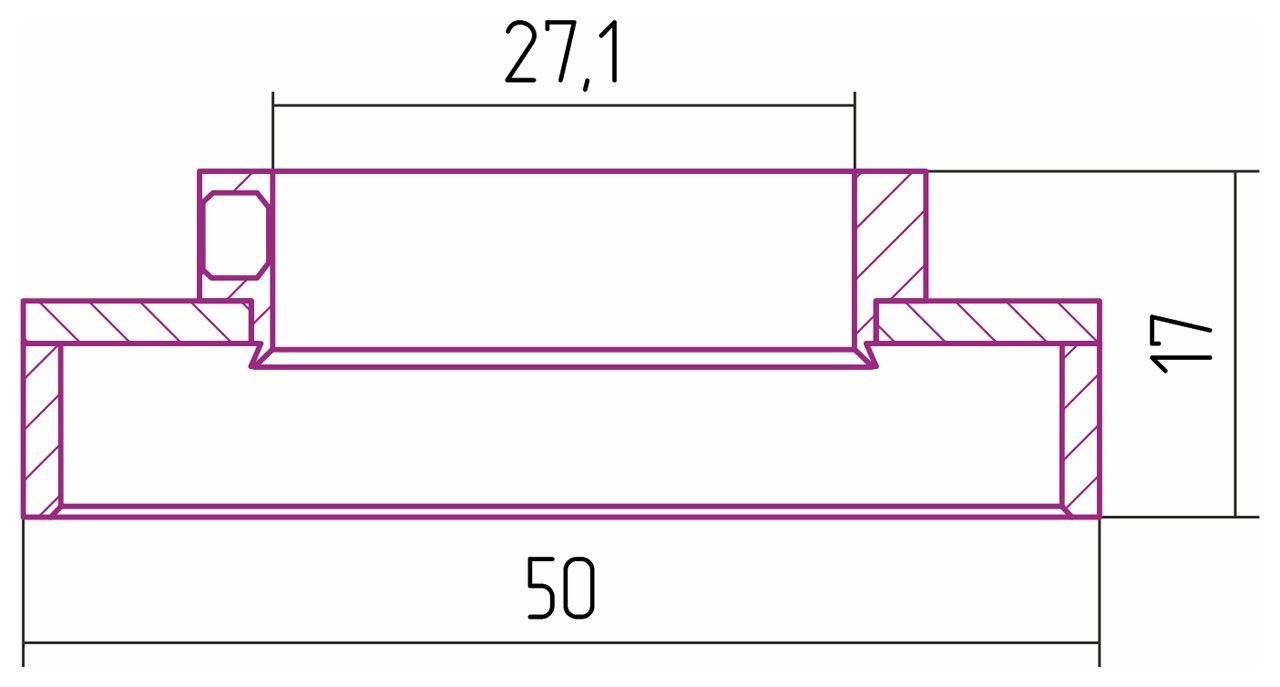 Отражатель, Сунержа, TUBE, , материал-нержавеющая сталь, ширина,мм-50, глубина,мм-17, высота,мм-50, диаметр внутренний-3/4" (27.3 мм), цвет-сатин