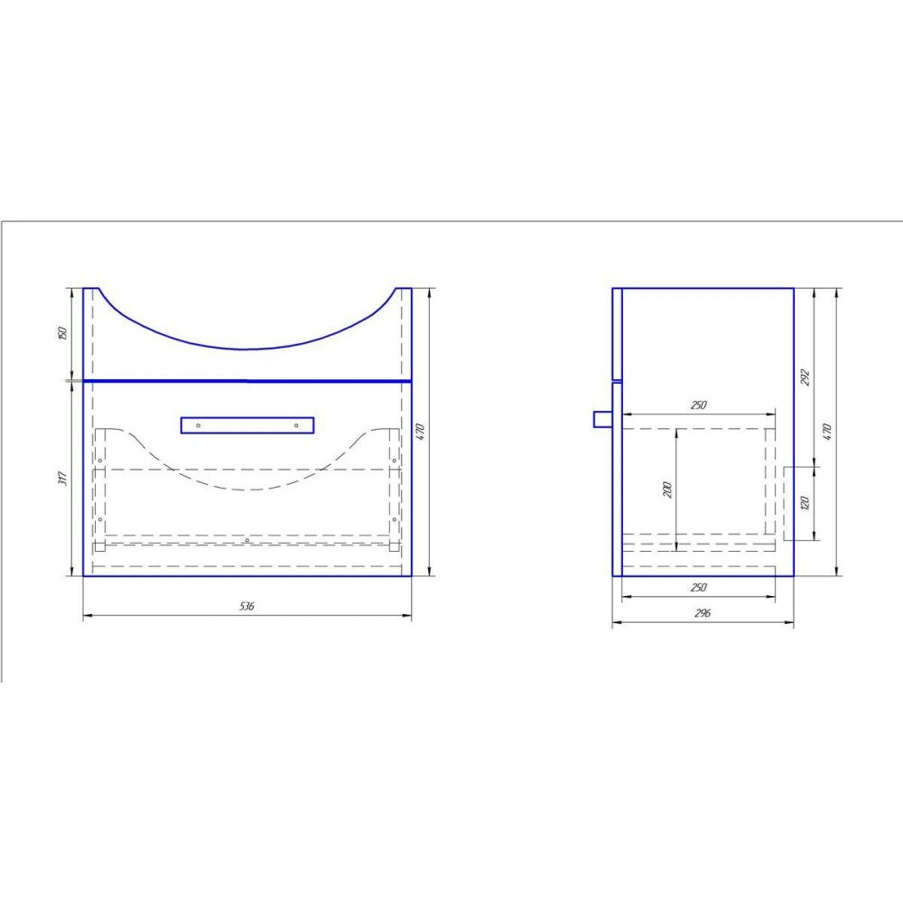 Тумба с раковиной подвесная Dreja Alfa 55 см, белый, артикул 99-0305-com
