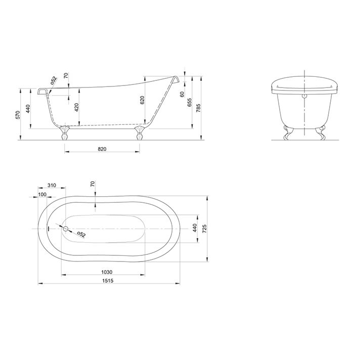 KNIEF Слив с цепочкой, с сифоном с горизонтальным отводом, цвет латунь (смонтирован на ванне)