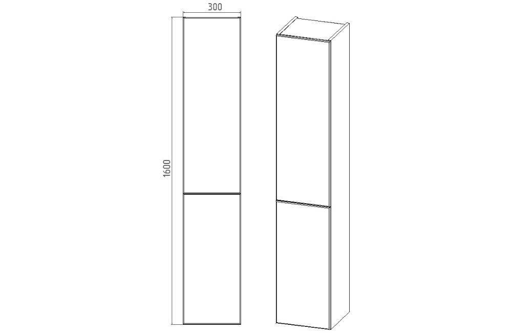 Пенал VIANT  "София" подвесной правый графит 300x300x1600 (VSOF300G-PENR), артикул VSOF300G-PENR
