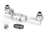 Автоматический терморегулятор 3D левый G 1/2" НР х G 3/4" НГ (набор) (Черный хром - Чёрный хром)