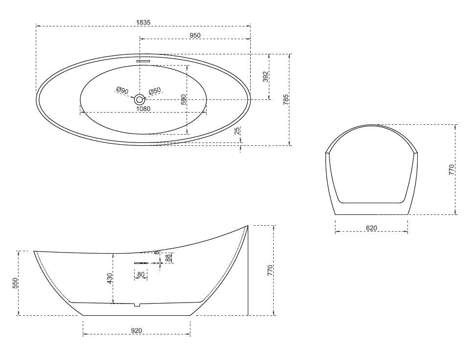 Акриловая ванна ABBER AB9233MB