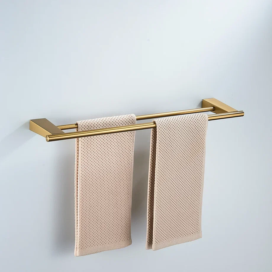 Полотенцедержатель двойной Shevanik SG5727G, золотой сатин