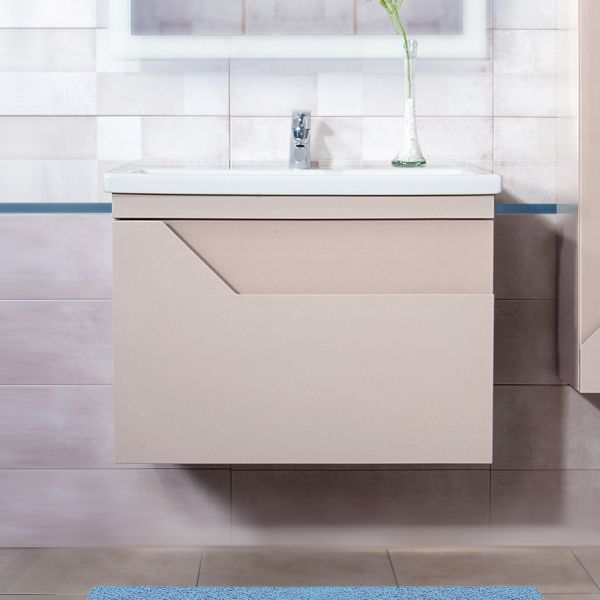 Тумба под раковину подвесная Бриклаер Брайтон бежевый, 80 см