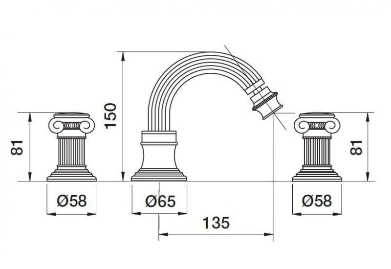 Смеситель для биде на три отверстия CEZARES APHRODITE-BBS2