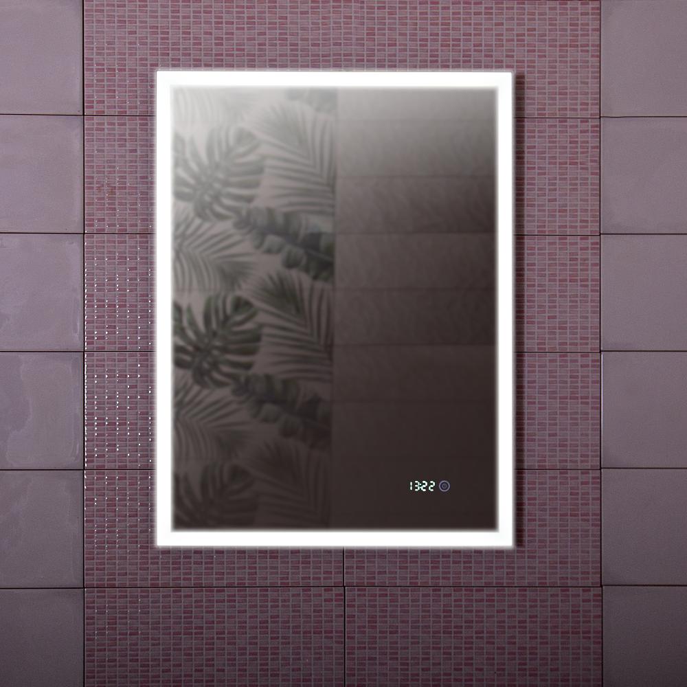 Зеркало Бриклаер ЛОФТ 60 см, сенсор на зеркале бесконтактный, часы, артикул 4627125415722