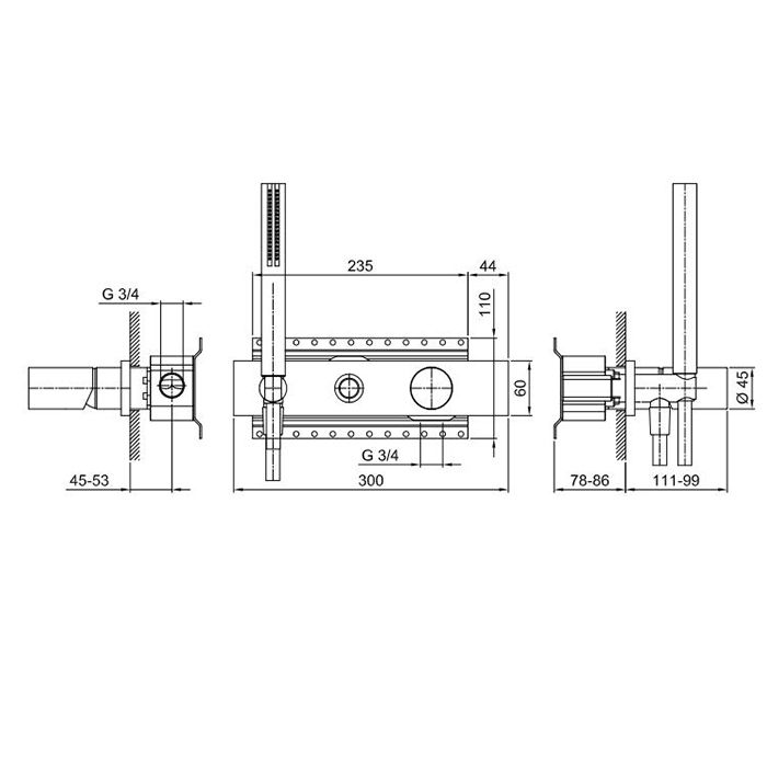 Fantini Milano Смеситель для душа, встраиваемый, (наружняя часть), цвет: матовая натуральная сталь