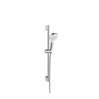 Душевой гарнитур, Hansgrohe, Crometta, Vario, размер штанги, мм-650, размер шланга, мм-1600, диаметр ручного душа, мм-100, количество режимов-2, тип струи-Rain, Intense Rain, цвет-белый/хром Душевой гарнитур, Hansgrohe, Crometta, Vario, размер штанги, мм-650, размер шланга, мм-1600, диаметр ручного душа, мм-100, количество режимов-2, тип струи-Rain, Intense Rain, цвет-белый/хром