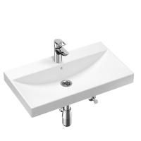 Комплект 4 в 1 Lavinia Boho Bathroom Sink 21510411, врезная фарфоровая раковина 80 см, смеситель с донным клапаном, латунный сифон, угловые вентили 2 шт.