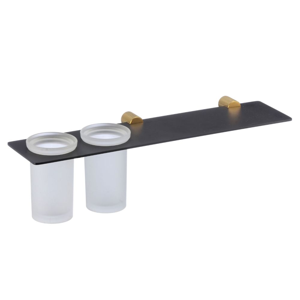Стакан для ванной комнаты двойной Savol S-002168HB, черный/золото, артикул S-002168HB