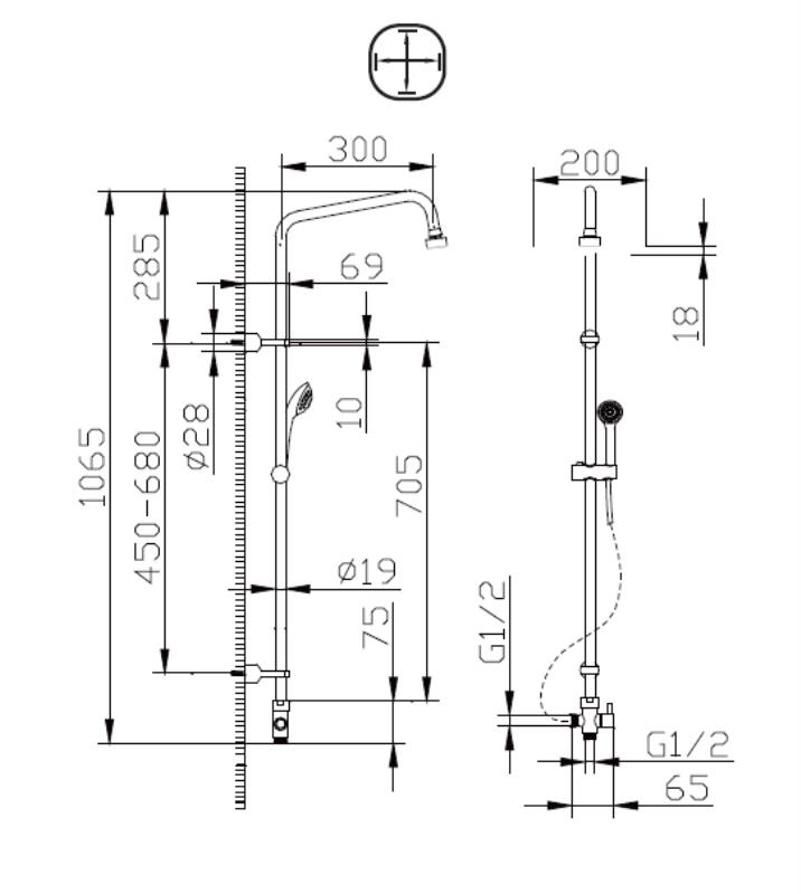 Душевой гарнитур Bravat Fit S D283CP-2A-RUS, хром, артикул D283CP-2A-RUS
