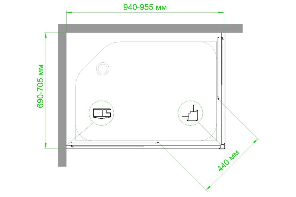 Душевой уголок Royal Bath RB HPD-C-ST 95х70х200 (матовое), артикул RB7095HPD-C-ST