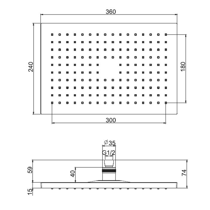 FIMA|Carlo Frattini Wellness Верхний душ из ABS 360х240 мм., прямоугольный, цвет хром FIMA|Carlo Frattini Wellness Верхний душ из ABS 360х240 мм., прямоугольный, цвет хром