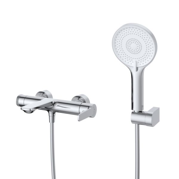 LUX-VD-01 Смеситель для ванны и душа однорычажный в комплекте с ручным душем, шлангом и держателем, хром