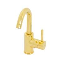 FORTIS GOLD Смеситель для раковины моноком. ручка сбоку, излив изогнут, золото