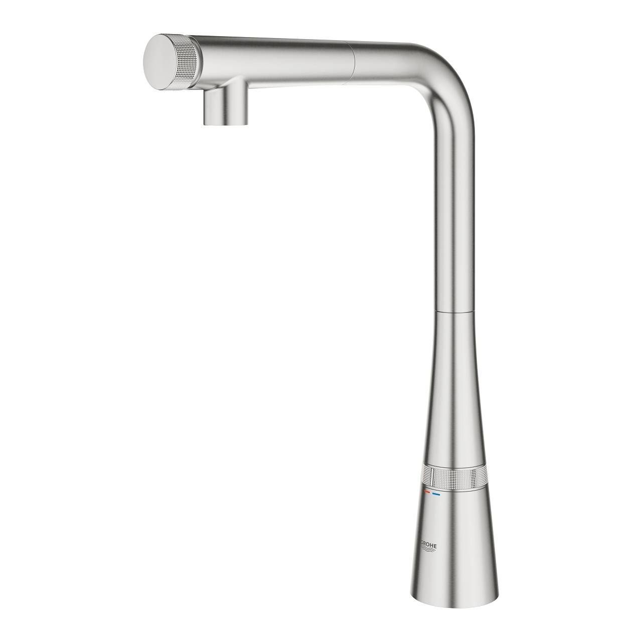 Смеситель для кухни с выдвижным L-образным изливом GROHE Zedra SmartControl, суперсталь (31593DC2) Смеситель для кухни с выдвижным L-образным изливом GROHE Zedra SmartControl, суперсталь (31593DC2)