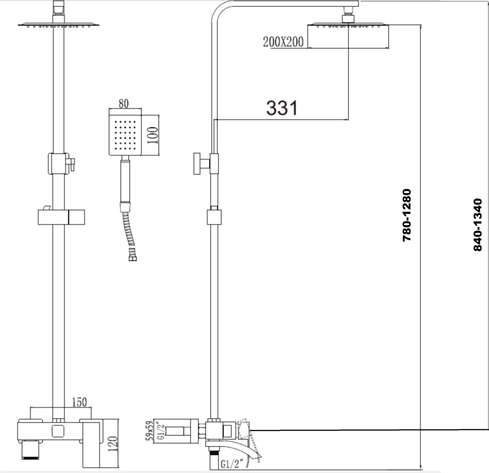 Душевая система Fmark FS8645-1, сатин, артикул FS8645-1