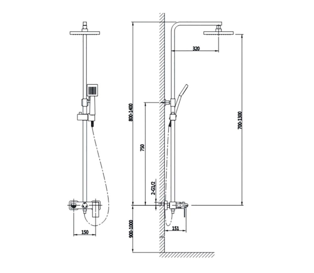 Душевая система Timo Briana SX-7130/03 черный, артикул SX-7130/03