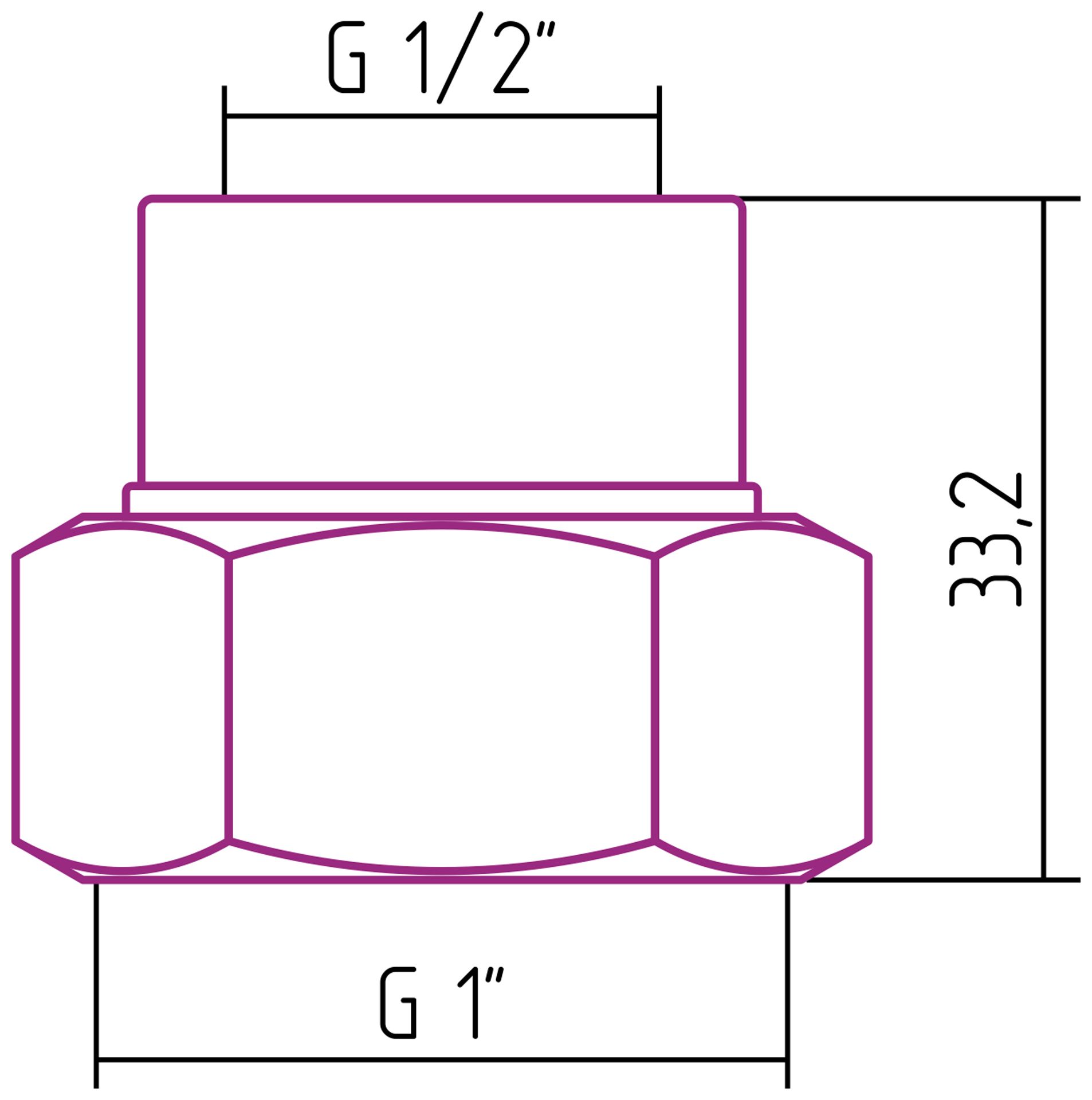 Комплект фитингов прямой G 1" НГ х G 1/2" ВР / 2 шт (Без покрытия)