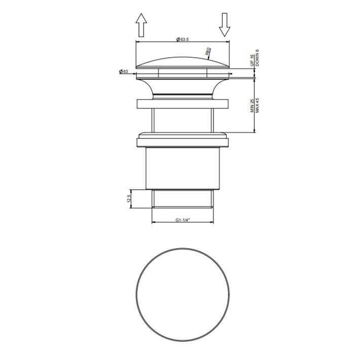 Gessi Донный клапан для раковины Stop&Go на 1 1/4", без слива-перелива, цвет Black XL Gessi Донный клапан для раковины Stop&Go на 1 1/4", без слива-перелива, цвет Black XL