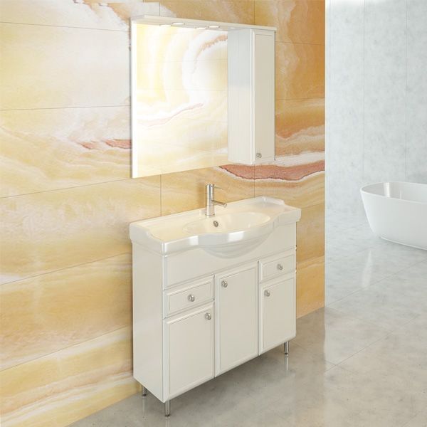 Зеркало со шкафом Comforty Сочи 85 3132119 Белый глянец