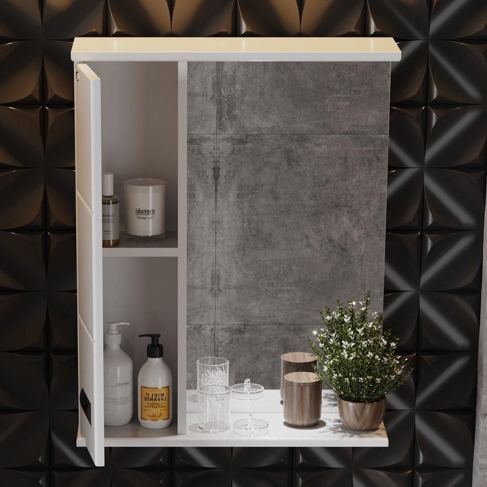 Шкаф-зеркало Onika Балтика Black 58 белый, левый, с подсветкой