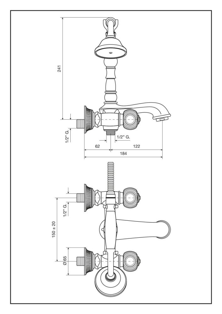 Emmevi The One Cloe смеситель с ручным душем для ванны. Металлические ручки, цвет бронза