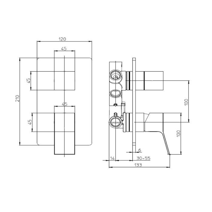 BOSSINI Aki Line Наружная часть монорычажного универсального смесителя AKI на 2-5 выходов. цвет хром BOSSINI Aki Line Наружная часть монорычажного универсального смесителя AKI на 2-5 выходов. цвет хром