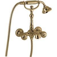 Смеситель The One с ручным душем для ванны. Металлические ручки, цвет бронза