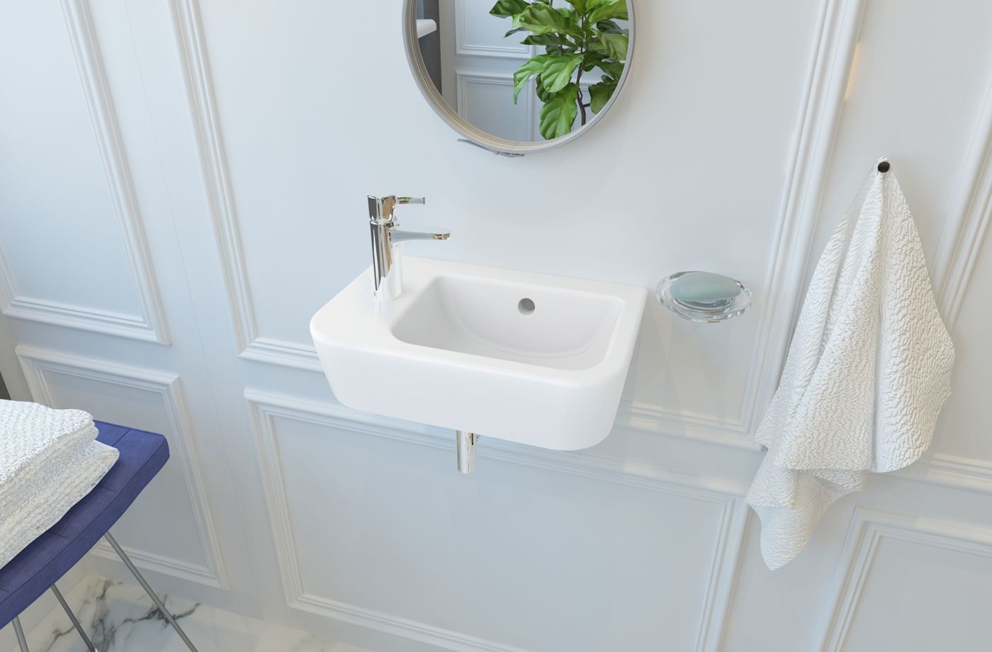 Комплект 2 в 1 Lavinia Boho One 21510476, подвесная фарфоровая раковина 37 см, смеситель