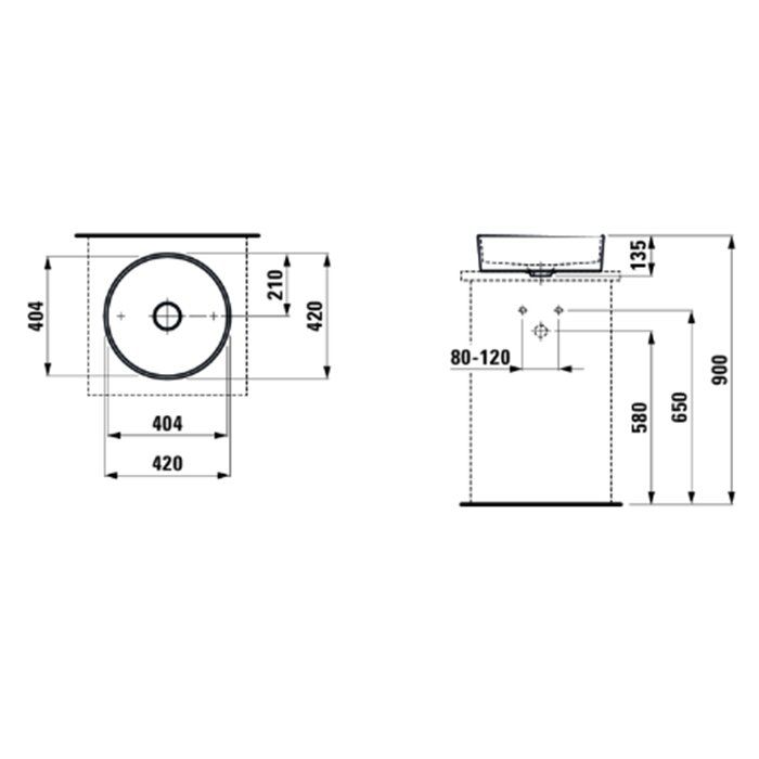 Раковина LAUFEN KARTELL 8.1233.1.000.112.1 (накладная, (42*42), белый), шт