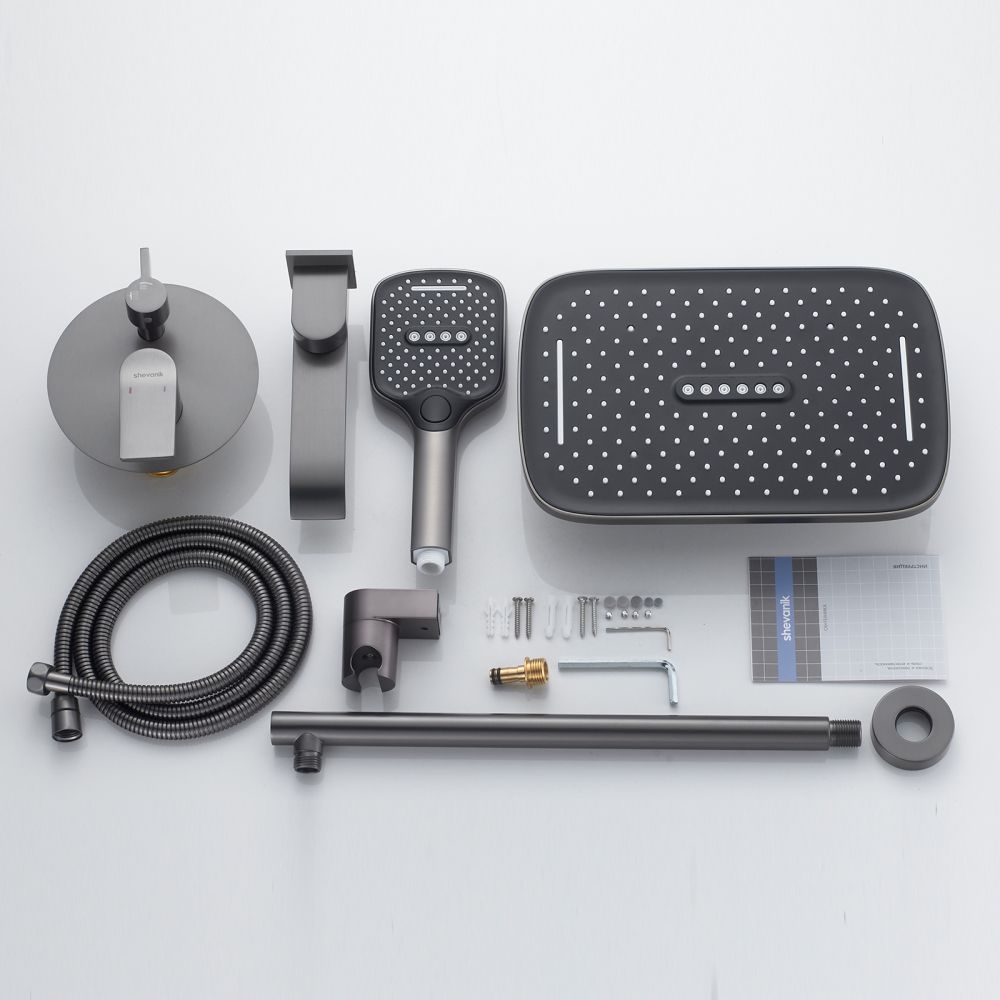 Душевая система встраиваемая Shevanik S4135T, оружейная сталь