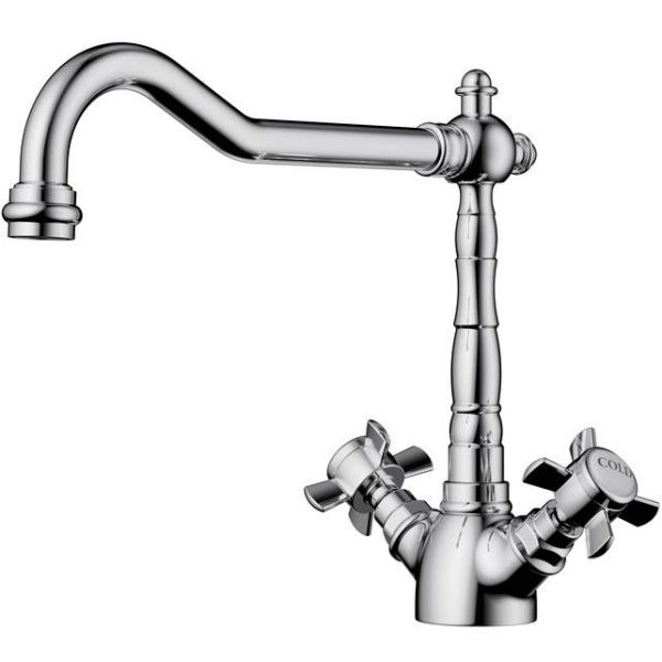 Смеситель для кухни, OMOIKIRI, Tokigawa, тип открывания воды-двухвентильный, тип регулирования воды-керамическая кран-букса, монтаж-на раковину/столешницу, отверстия для монтажа-1, высота, мм-236, вынос излива, мм-238, тип излива-поворотный, тип подводки-