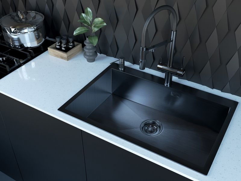 Кухонная мойка Paulmark Saar 75 PM807551-GM Вороненая сталь Кухонная мойка Paulmark Saar 75 PM807551-GM Вороненая сталь