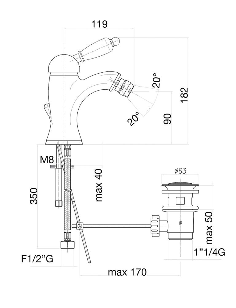 Смеситель для биде Fiore IMPERIAL BLACK 89OO5321, золото