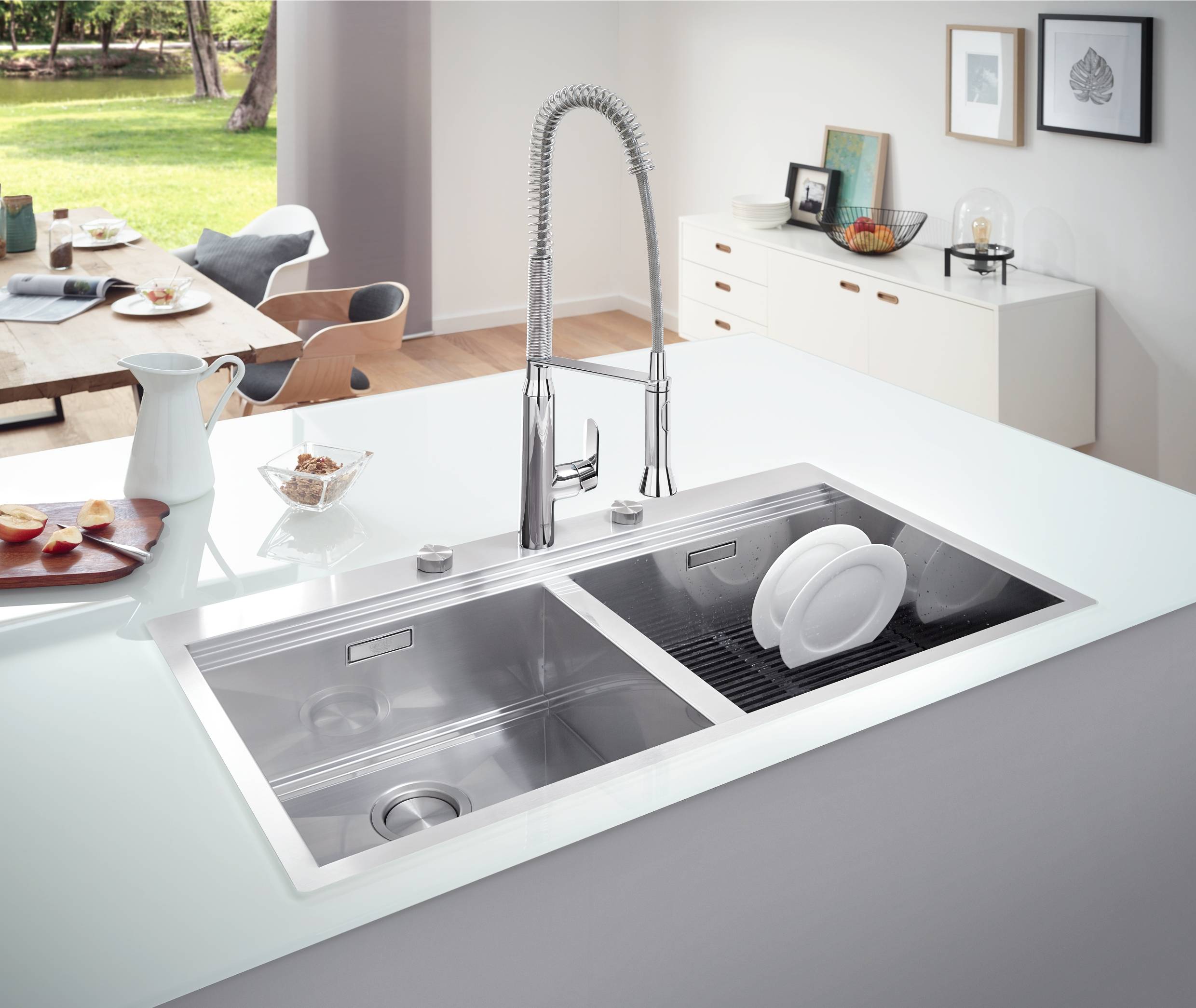 Мойка GROHE из нержавеющей стали, 2 чаши, без корзинчатого вентиля, K800 120-S 102,4/56 2.0 (31585SD0)