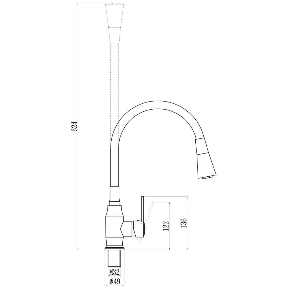 Смеситель для кухни Savol S-2805AM01, хром