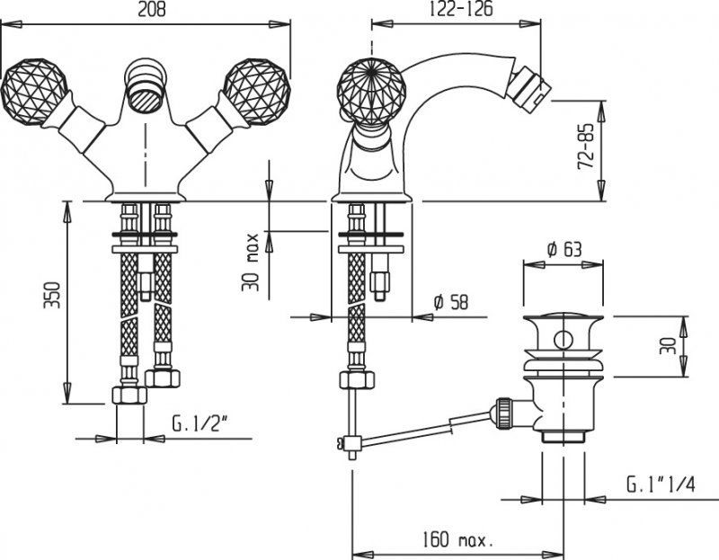 Смеситель для биде CEZARES NOSTALGIA-BS1