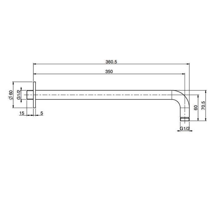 FIMA|Carlo Frattini Spillo Steel Держатель верхнего душа 350 мм., настенный монтаж, цвет INOX FIMA|Carlo Frattini Spillo Steel Держатель верхнего душа 350 мм., настенный монтаж, цвет INOX
