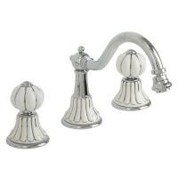 OLIVIA Смеситель для биде на 3 отв., донный клапан "click-clack", бел. с декором платина/хром