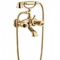 Bongio Impero Смеситель для ванны с ручным душем, цвет золото/Blue and Red Swarovski