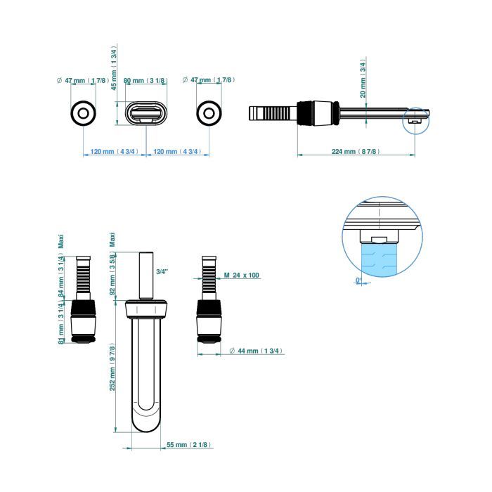THG CORVAIR FIOR DI BOSCO Смеситель для раковины настенный, c 2 вентилями, внешняя часть, цвет Blush PVD