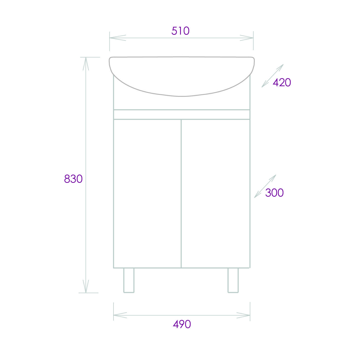 Тумба Onika Милтон 50 напольная, серая/дуб сонома (ум. Уют 50)