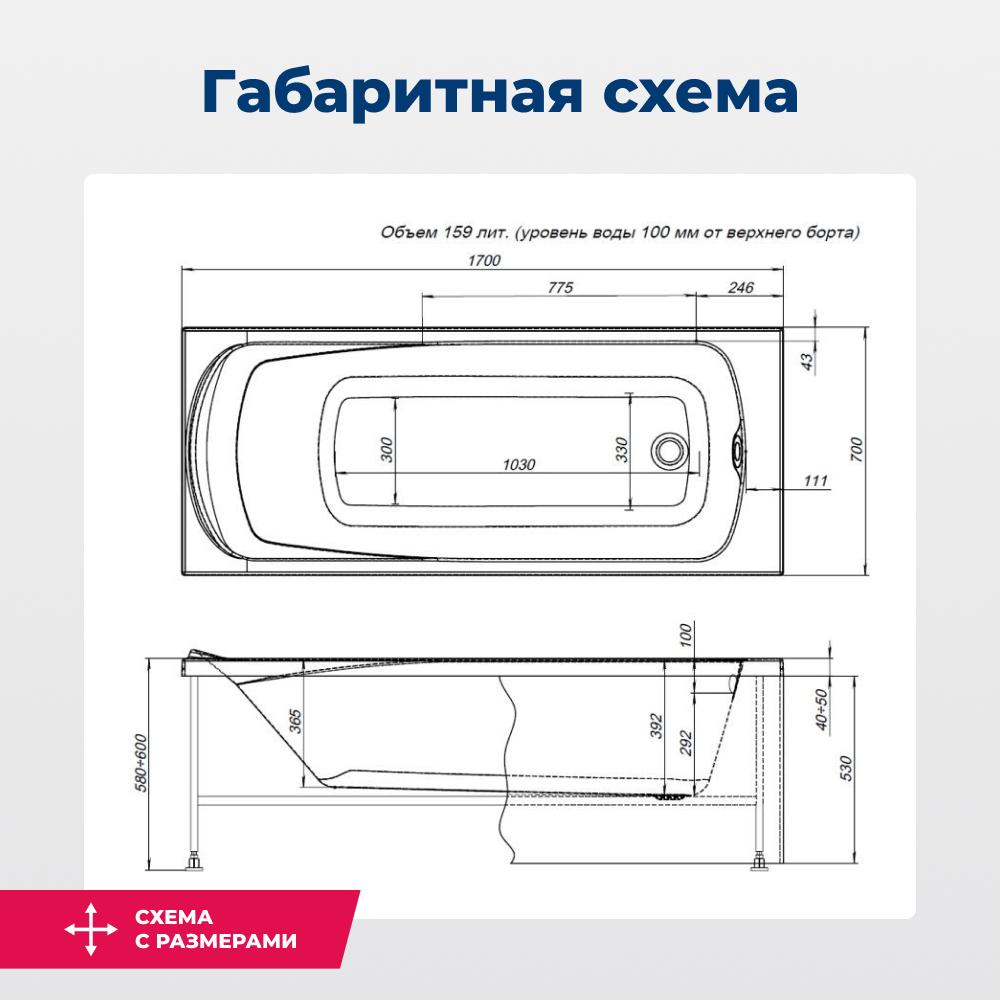 Акриловая ванна Aquanet Roma 170x70 (с каркасом) Акриловая ванна Aquanet Roma 170x70 (с каркасом)