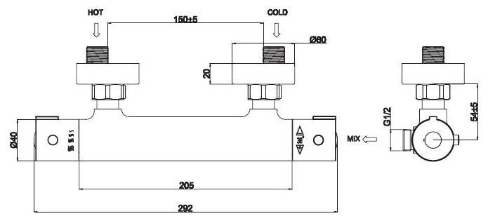 Смеситель-термостат для душа Mikros, артикул:T3080, ESKO, артикул T3080