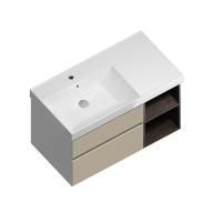 Тумба CUBO левая подвесная с ящиками 90, Лимо матовая-древесная