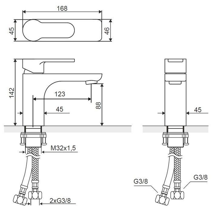 Смеситель для умывальника EXCELLENT Oxalia AREX.9001CR (хром)
