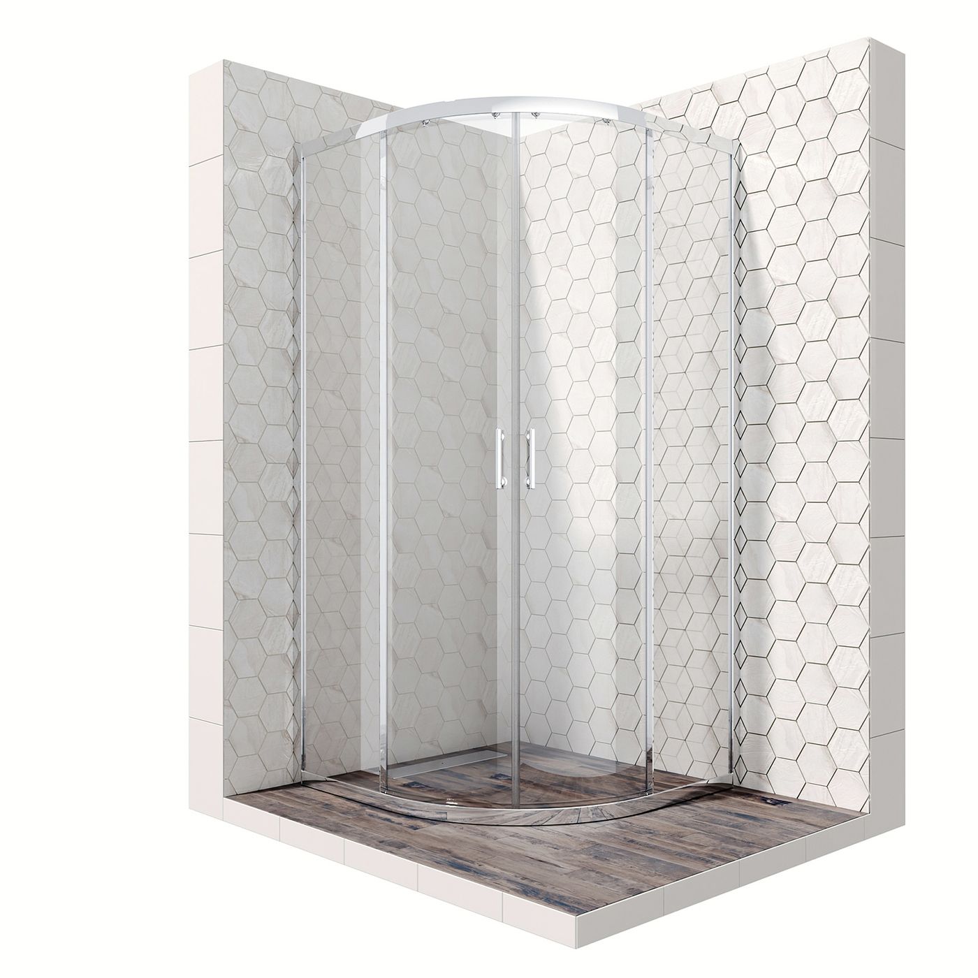 Душевой уголок Ambassador Kingston 14011105-ST13, полукруглый, линейный трап, 100х100