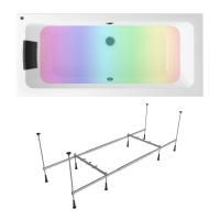 Комплект 4 в 1 Lavinia Boho Pure S3-3710075P, акриловая ванна 170x75 см, усиленный металлический каркас с монтажным набором, мягкий силиконовый подголовник, хромотерапия
